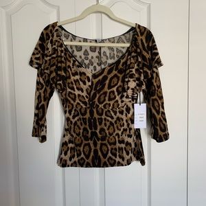 Off Shoulder Unique Vintage Leopard Top